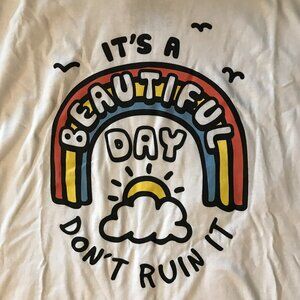 shr046 _ Funny Rainbow White T-Shirt Size XL